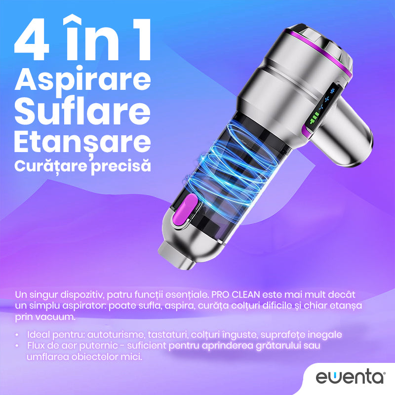 Aspirator Auto Portabil Ewenta PRO CLEAN 4 in 1 Fara Fir