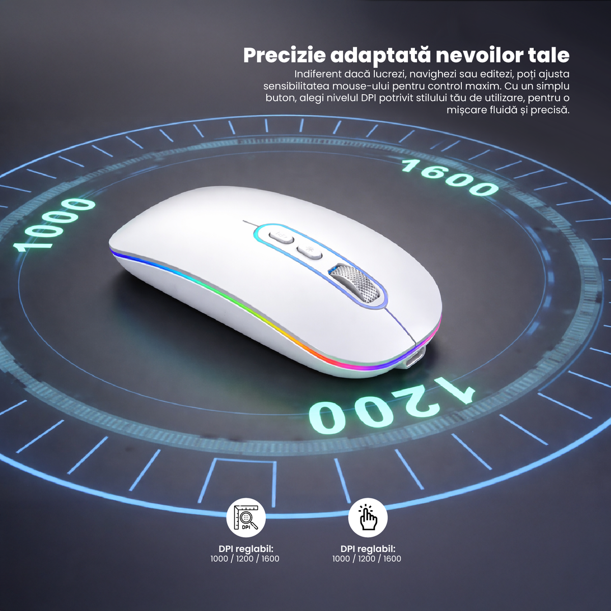Mouse Wireless Reincarcabil Ewenta, Soft Click