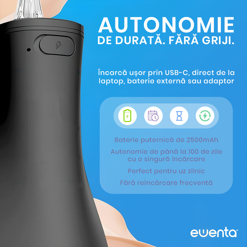 Irigator Bucal tip Dus Bucal Ewenta®AQUA PRO , Negru