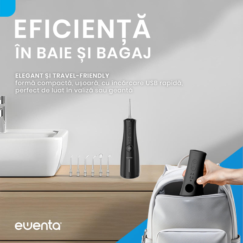 Irigator Bucal tip Dus Bucal Ewenta®AQUA PRO , Negru